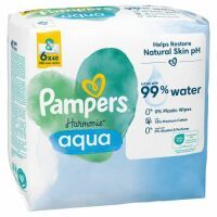 Pampers Harmonie Aqua Feuchttücher 6 Packungen mit jeweils 48 Feuchttüchern = 288 Feuchttücher, Helfen, den natürlichen pH-Wert der Haut wiederherzustellen, mit 99% Wasser 