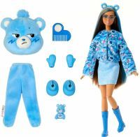 Mattel Barbie-Puppe der Cutie Reveal Glücksbärchis-Reihe mit Accessoires und Brummbärchi-Kostüm, 10 