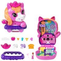 Mattel Polly Pocket Pony-Rodeo, Spielset mit 1 kleinen Puppe und Pferdchen, Spielzeug für unterwegs 