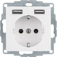 Berker 48036089 Steckdose SCHUKO/USB Q.x polarw. samt