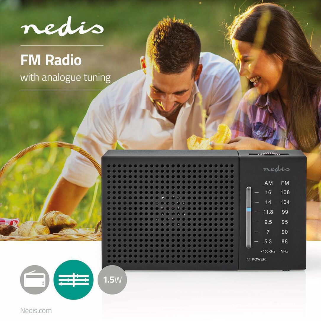 Nedis FM-Radio| Tragbare Ausführung| AM FM| Batteriebetrieben| Analog  W|-550727897