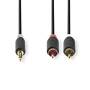 Nedis Stereo-Audiokabel| 3.5 mm Stecker| 2x RCA| Vergoldet| 1.00 m| rund| - Cable - Audio/Multimedia