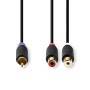 Nedis Subwoofer Kabel| RCA| 2x Cinch Buchse| Vergoldet| 0.20 m| rund| 4.0 mm| - Cable - Audio/Multimedia