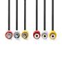 Nedis Composite-Videokabel / 3x Cinch-Stecker / 3x Cinch Buchse / Vernickelt / 480p / 5.00 m / Rund / PVC / Schwarz / Umschlag