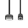 Nedis USB-Kabel / USB 2.0 / USB-A Stecker / USB-B Stecker / 480 Mbps / Vernickelt / 3.00 m / Rund / PVC / Schwarz / Box