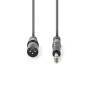 Nedis Balanced Audio-Kabel / XLR 3-Pin Stecker / 6.35 mm Stecker / Vernickelt / 3.00 m / Rund / PVC / Dunkelgrau / Kartonhülle