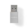 Nedis USB-A Adapter / USB 3.2 Gen 1 / USB-A Stecker / USB-C™ Buchse / 5 Gbps / Rund / Vernickelt / Silber / Aussenverpackung