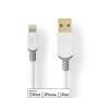 Nedis Lightning Kabel / USB 2.0 / Apple Lightning 8-Pin / USB-A Stecker / 480 Mbps / Vergoldet / 2.00 m / Rund / PVC / Grau / Weiss / Box