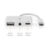 Nedis USB Multi-Port-Adapter / USB 2.0 / USB-C™ Stecker / USB-A Buchse / USB-C™ Buchse / 3.5 mm Buchse / 480 Mbps / 0.10 m / Rund / Vernickelt / PVC / Weiss / Box