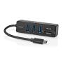 Nedis USB-Hub / 1x USB-C™ / 3x USB A Buchse / 5-Port port(s) / USB 3.2 Gen 1 / Stromversorgung über USB / 5 Gbps / SD & MicroSD