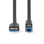 Nedis USB-Kabel / USB 3.2 Gen 1 / USB-A Stecker / USB-B Stecker / 5 Gbps / Vernickelt / 2.00 m / Rund / PVC / Schwarz / Box