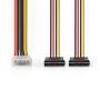 Nedis Interne Stromkabel / Molex Stecker / 2x SATA 15-Pin-Buchse / Vergoldet / 0.15 m / Rund / PVC / Mehrfarbig / Box