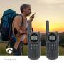 Nedis Walkie-Talkie-Set / 2 Hörer / Bis zu 10 km / Frequenzkanäle: 8 / PTT / VOX / Bis zu 3 Hours / Kopfhörerausgang / Schwarz