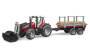 Bruder 02046 Massey Ferguson 7480 mit Frontlader und Holztransportanhänger und 3 Baumstämmen