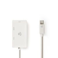 Nedis Mini Displayport-Kabel / DisplayPort 1.2 / Mini DisplayPort Stecker / DVI-D 24+1-Pin Buchse / HDMI™ Eingang / VGA Buchse / 21.6 Gbps / Vernickelt / 0.20 m / Rund / PVC / Weiss / Blister