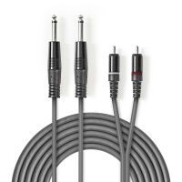 Nedis Stereo-Audiokabel / 2x 6.35 mm Stecker / 2x RCA Stecker / Vernickelt / 1.50 m / Rund / Dunkelgrau / Kartonhülle