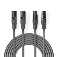 Nedis Balanced Audio-Kabel / 2x XLR 3-Pin Stecker / 2x XLR 3-Pin Buchse / Vernickelt / 3.00 m / Rund / PVC / Dunkelgrau / Kartonhülle