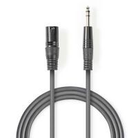 Nedis Balanced Audio-Kabel / XLR 3-Pin Stecker / 6.35 mm Stecker / Vernickelt / 3.00 m / Rund / PVC / Dunkelgrau / Kartonhülle