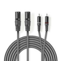 Nedis Balanced Audio-Kabel / 2x XLR 3-Pin Stecker / 2x RCA Stecker / Vernickelt / 1.50 m / Rund / PVC / Dunkelgrau / Kartonhülle