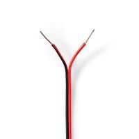 Nedis Lautsprecherkabel / 2 x 0.50 mm² / CCA / 100.0 m / Rund / PVC / Red / Schwarz / Eingewickelt