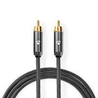 Nedis Subwoofer Kabel / RCA / RCA / Vergoldet / 3.00 m / Rund / 4.5 mm / Anthrazit / Gun Metal Grau / Aussenverpackung