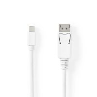 Nedis Mini Displayport-Kabel / DisplayPort 1.4 / Mini DisplayPort Stecker / DisplayPort Stecker / 48 Gbps / Vernickelt / 2.00 m / Rund / PVC / Weiss / Blister