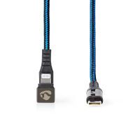 Nedis USB-Kabel / USB 2.0 / Apple Lightning 8-Pin / USB-C™ Stecker / 60 W / 480 Mbps / Vernickelt / 1.00 m / Rund / Geflochten / Nylon / Blau / Schwarz / Verpackung mit Sichtfenster