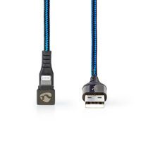 Nedis USB-Kabel / USB 2.0 / Apple Lightning 8-Pin / USB-A Stecker / 12 W / 480 Mbps / Vernickelt / 1.00 m / Rund / Geflochten / Nylon / Blau / Schwarz / Verpackung mit Sichtfenster