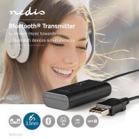 Nedis Bluetooth® Transmitter / Anschlüsse – Eingang: 1x 3.5 mm / AptX ™ Low latency / AptX™ / SBC / Bis zu 2 Geräte / Schwarz