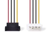 Nedis Interne Stromkabel / Molex Stecker / SATA 15-Pin-Buchse / Vergoldet / 0.15 m / Rund / PVC / Mehrfarbig / Umschlag