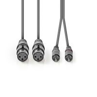 Nedis Balanced Audio-Kabel / 2x XLR 3-Pin Buchse / 2x RCA Stecker / Vernickelt / 1.50 m / Rund / PVC / Dunkelgrau / Kartonhülle