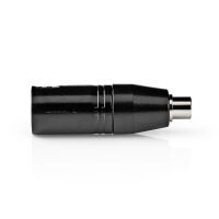 Nedis XLR Adapter / XLR 3-Pin Stecker / Cinch Buchse / Vernickelt / Gerade / Metall / Schwarz / 1 Stück / Plastikbeutel