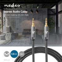 Nedis Stereo-Audiokabel / 3.5 mm Stecker / 3.5 mm Stecker / Vergoldet / 1.00 m / Rund / Anthrazit / Gun Metal Grau / Verpackung mit Sichtfenster