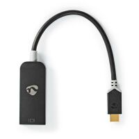 Nedis USB-C™ Adapter / USB 3.2 Gen 1 / USB-C™ Stecker / DisplayPort Buchse / 8K@30Hz / 0.20 m / Rund / Vergoldet / PVC / Anthrazit / Verpackung mit Sichtfenster