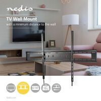 Nedis Feste TV-Wandhalterung / 60 - 100 " / maximal unterstützes Bildschirmgewicht: 75 kg / Minimaler Wandabstand: 30.5 mm / Metall / Stahl / Schwarz