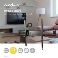 Nedis Neigbare TV-Wandhalterung / 60 - 100 " / maximal unterstützes Bildschirmgewicht: 75 kg / kippbar: 5 ° / Minimaler Wandabstand: 85 mm / Stahl / Schwarz