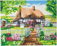 Craft Buddy Ltd. Crystal Art Landhaus mit Rosengarten 40x50 cm