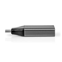 Nedis USB-C™ Adapter / USB 3.2 Gen 1 / USB-C™ Stecker / DisplayPort Buchse / 4K@60Hz / Rund / Vernickelt / Grau / Schwarz / Umschlag
