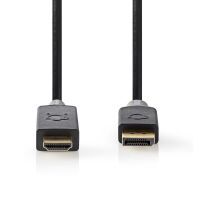 Nedis Displayport-Kabel / DisplayPort Stecker / HDMI™ Stecker / 4K@30Hz / Vergoldet / 3.00 m / Rund / PVC / Anthrazit / Box