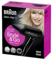Braun BRHD350E HD 350 Satin Hair 3 Style & Go Haartrockner sw 1600W