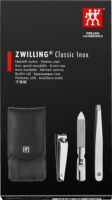 Zwilling CLASSIC INOX Druckknopf Etui, Rindleder, schwarz, 3-tlg. Kosmetikprodukte