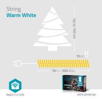 Nedis SmartLife Weihnachtsbeleuchtung / Schnur / Wi-Fi / Warmweiss / 100 LED's / 10.0 m / Android™ / IOS