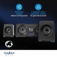 Nedis Gaming-Lautsprecher| Lautsprecherkanaele 2.2| Stromversorgungüber USB| 3.5 mm