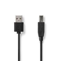 Nedis USB-Kabel / USB 2.0 / USB-A Stecker / USB-B Stecker / 480 Mbps / Vernickelt / 3.00 m / Rund / PVC / Schwarz / Label