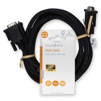 Nedis VGA-Kabel / VGA Stecker / VGA Stecker / Vernickelt / Maximale Auflösung: 1280x768 / 3.00 m / Rund / ABS / Schwarz / Label