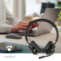 Nedis PC-Headset / Auf Ohr / Stereo / Bluetooth / Klappbarer Mikrofon / Schwarz