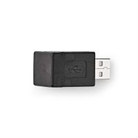 Nedis USB-A Adapter / USB 2.0 / USB-A Stecker / USB-A Buchse / 480 Mbps / Rund / Vernickelt / PVC / Schwarz / Box