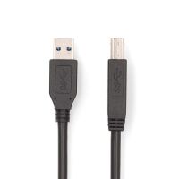 Nedis USB-Kabel / USB 3.2 Gen 1 / USB-A Stecker / USB-B Stecker / 5 Gbps / Vernickelt / 2.00 m / Rund / PVC / Schwarz / Box