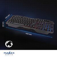 Nedis Wired Gaming Keyboard / USB Type-A / Folientasten / LED / QWERTZ / DE-Layout / Stromversorgung über USB / Netzkabellänge: 1.30 m / Multimedia