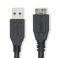 Nedis USB-Kabel / USB 3.2 Gen 1 / USB-A Stecker / USB Micro-B Stecker / 5 Gbps / Vernickelt / 1.00 m / Rund / PVC / Schwarz / Label